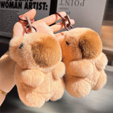 [PD0002] fur doll capybara plush doll bag leather charm PD0012