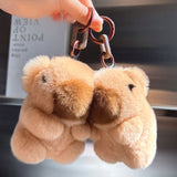 [PD0002] fur doll capybara plush doll bag leather charm PD0012