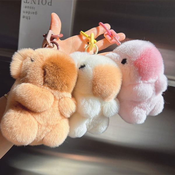 [PD0002] fur doll capybara plush doll bag leather charm PD0012