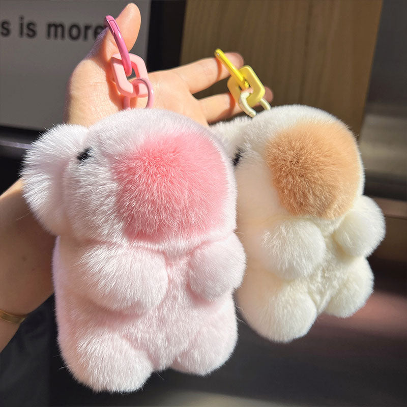 [PD0002] fur doll capybara plush doll bag leather charm PD0012