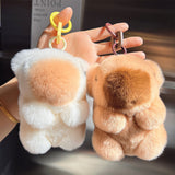 [PD0002] fur doll capybara plush doll bag leather charm PD0012