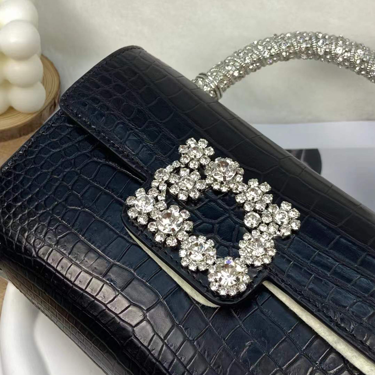 [PD1106] Premium Crocodile Leather Handheld Flap Bag PD1106