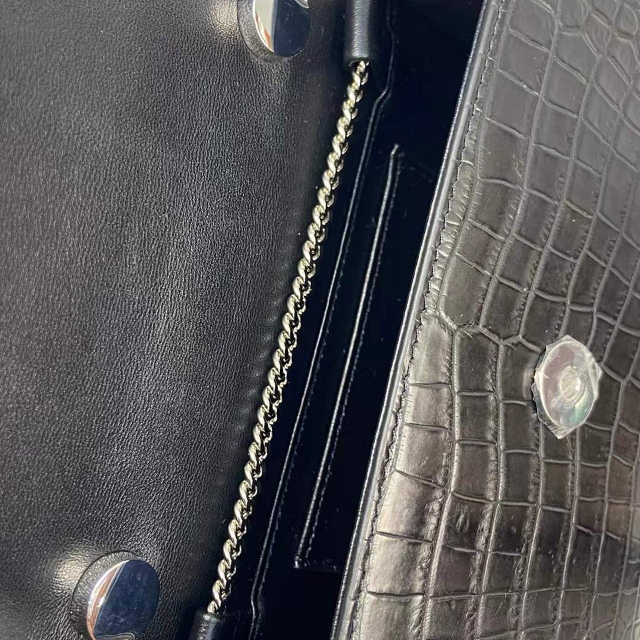 [PD1106] Premium Crocodile Leather Handheld Flap Bag PD1106