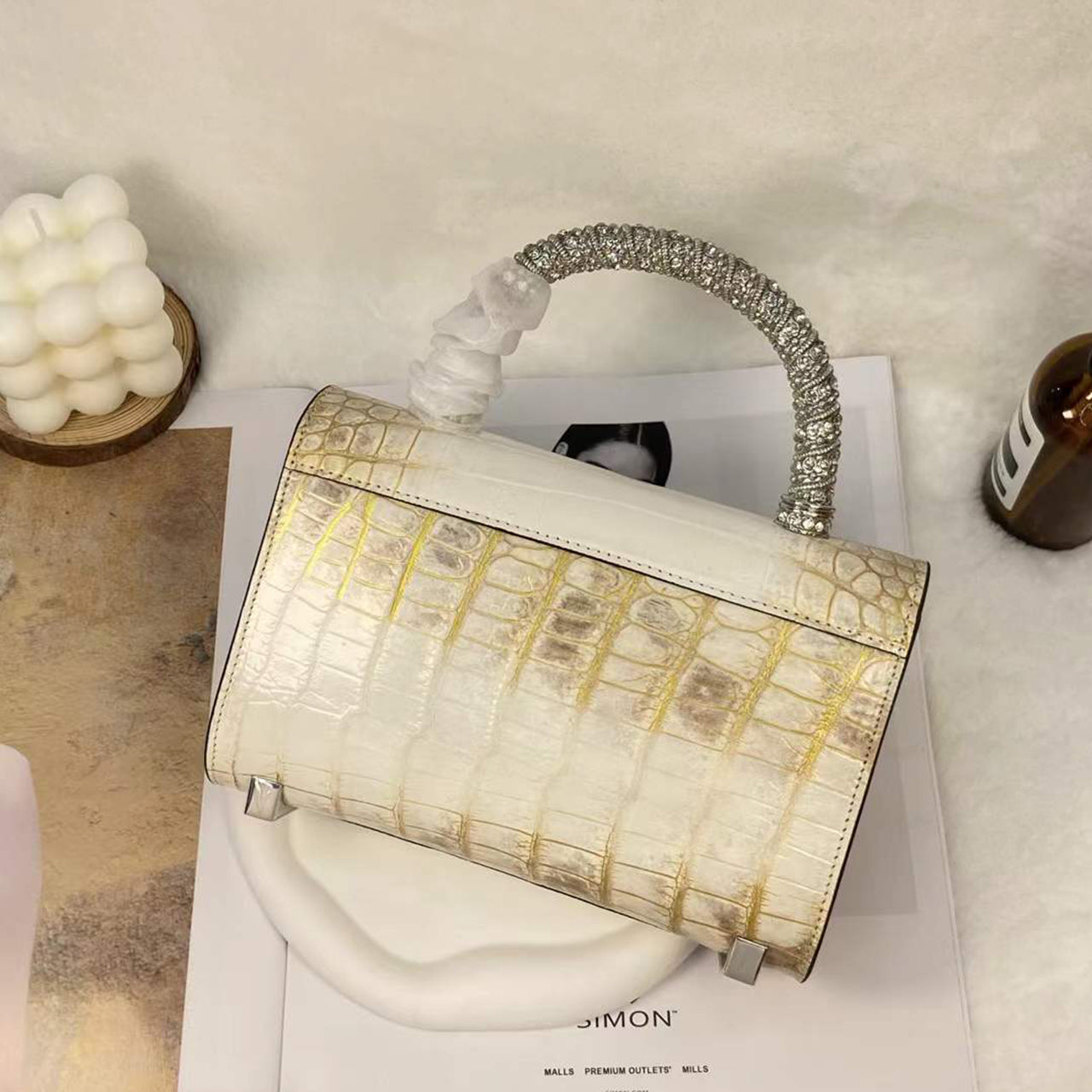 [PD1106] Premium Crocodile Leather Handheld Flap Bag PD1106