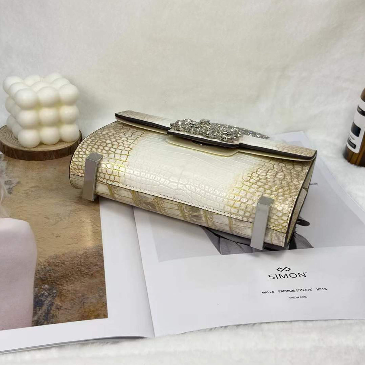 [PD1106] Premium Crocodile Leather Handheld Flap Bag PD1106