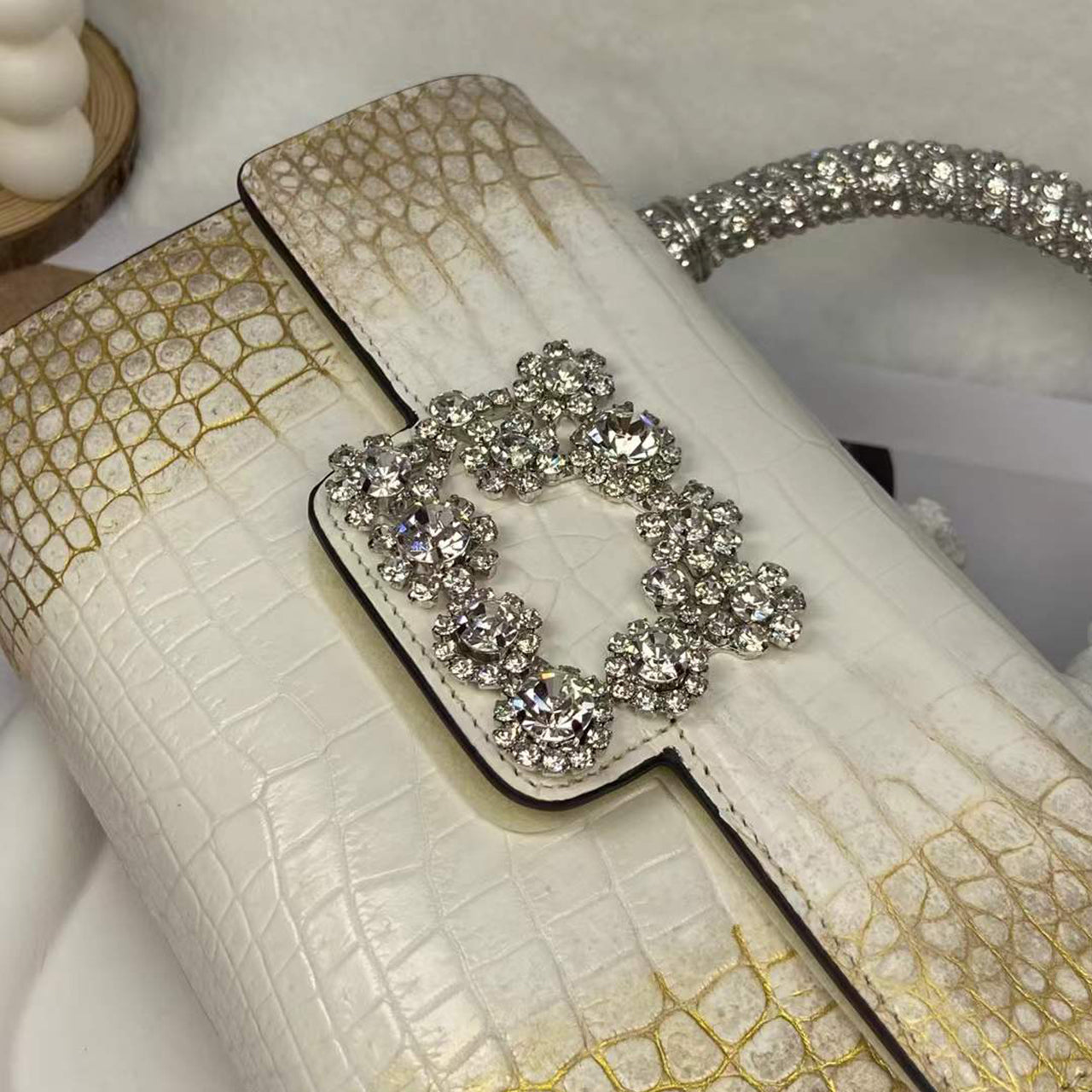 [PD1106] Premium Crocodile Leather Handheld Flap Bag PD1106