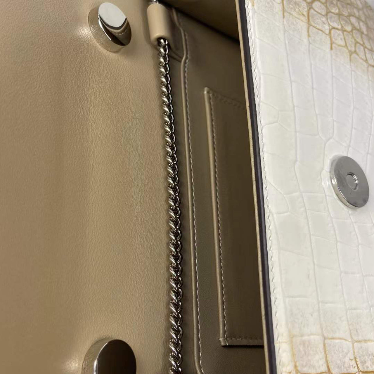 [PD1106] Premium Crocodile Leather Handheld Flap Bag PD1106