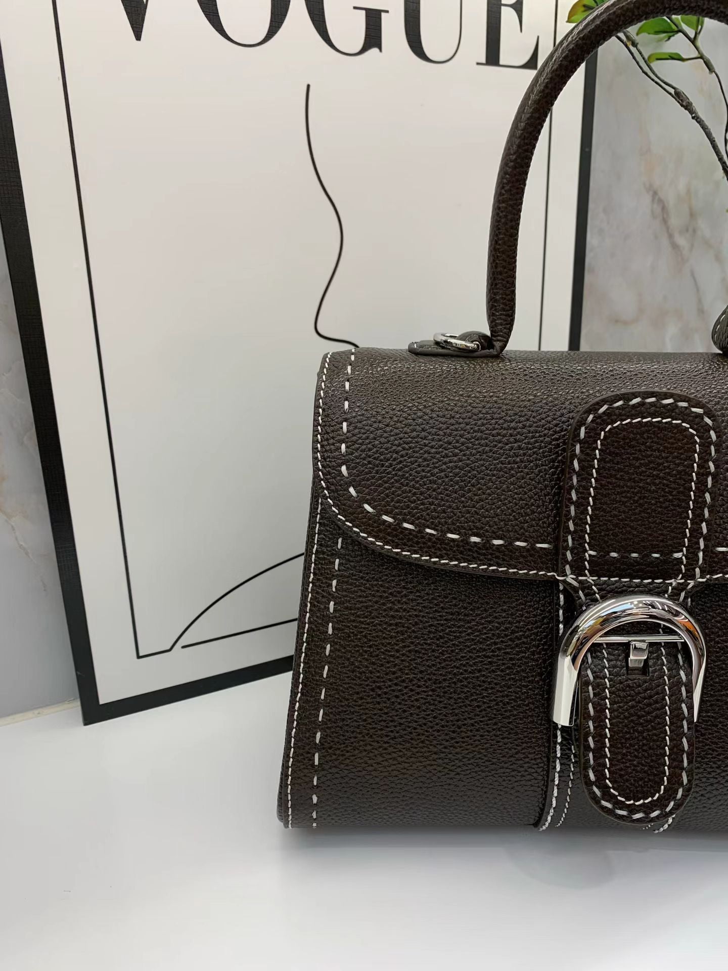 [PD1133] Luxury grade Barenia leather flap bag — available in small (18 cm), 20 cm, and 25 cm sizes; smooth, delicate, structured design; crossbody style. PD1133