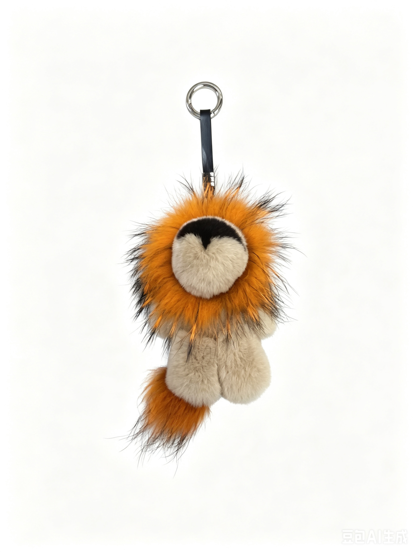 [PZ0004] High craftsmanship small size  lion charm for bag Handmade real hair real leather PZ0004