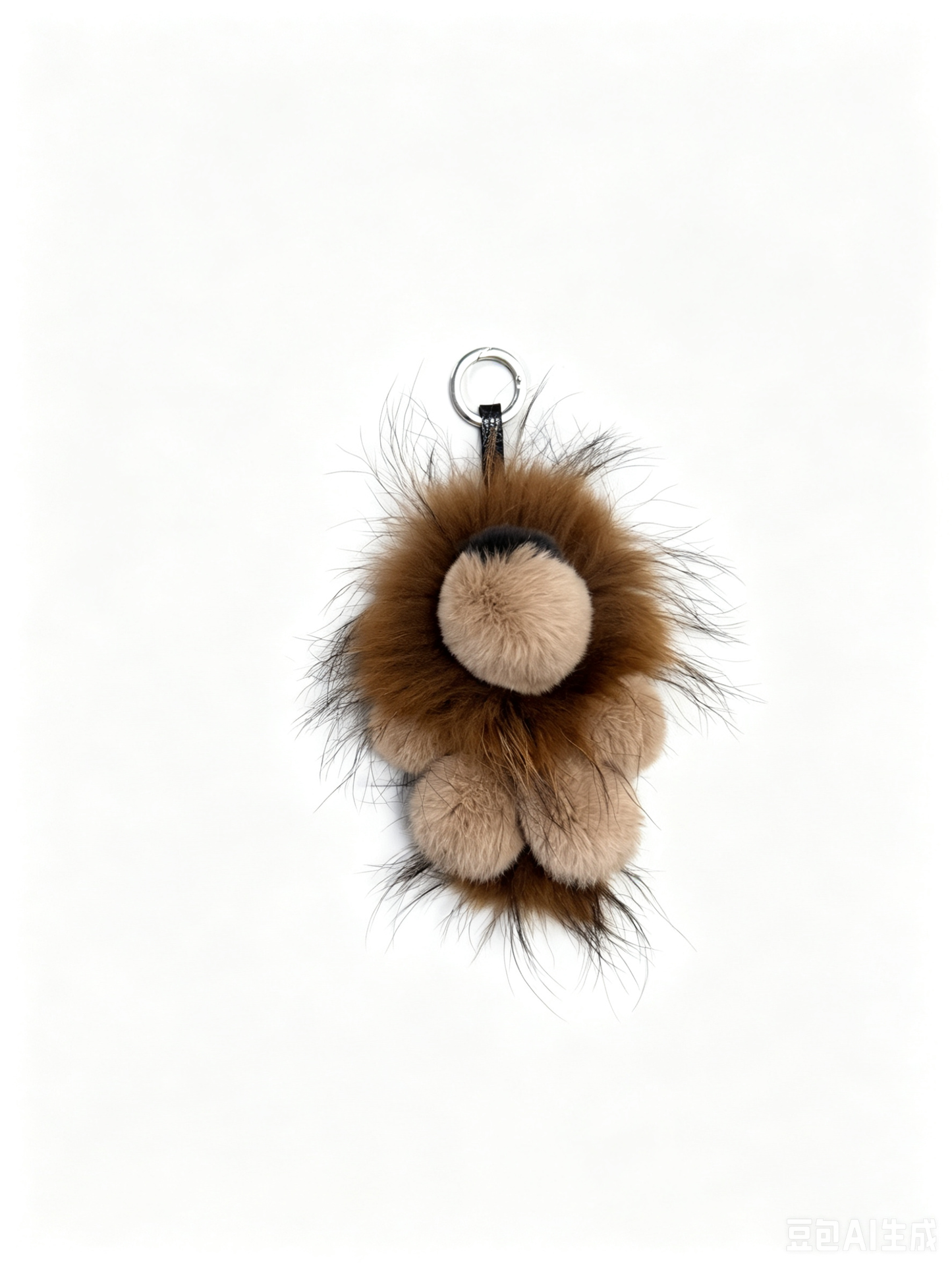 [PZ0004] High craftsmanship small size  lion charm for bag Handmade real hair real leather PZ0004
