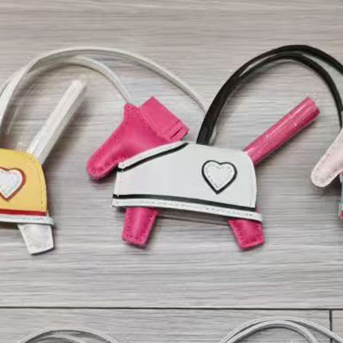 [PZ0009] Horse with Cape Hand-made sheepskin real leather Pony charm for bags PZ0009