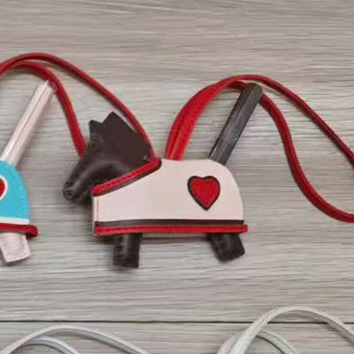 [PZ0009] Horse with Cape Hand-made sheepskin real leather Pony charm for bags PZ0009