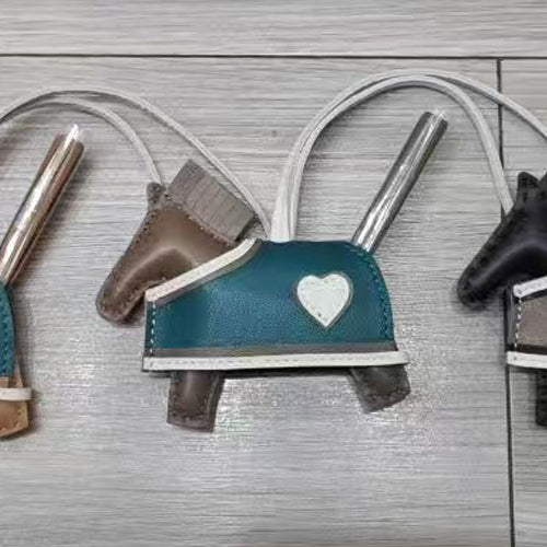 [PZ0009] Horse with Cape Hand-made sheepskin real leather Pony charm for bags PZ0009