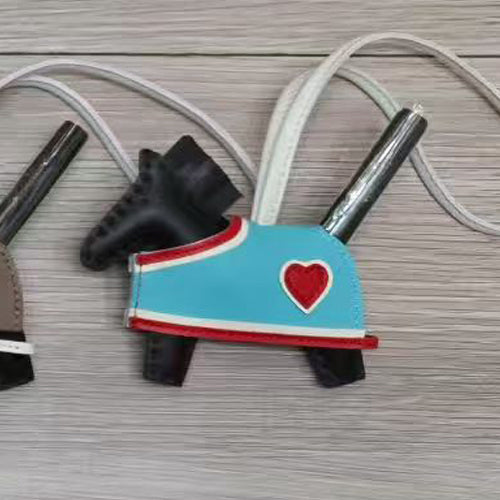 [PZ0009] Horse with Cape Hand-made sheepskin real leather Pony charm for bags PZ0009