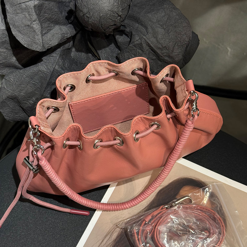 [PD0106]26cm spacious barbecue bag premium sheepskin soft handbag crossbody bag PD0106