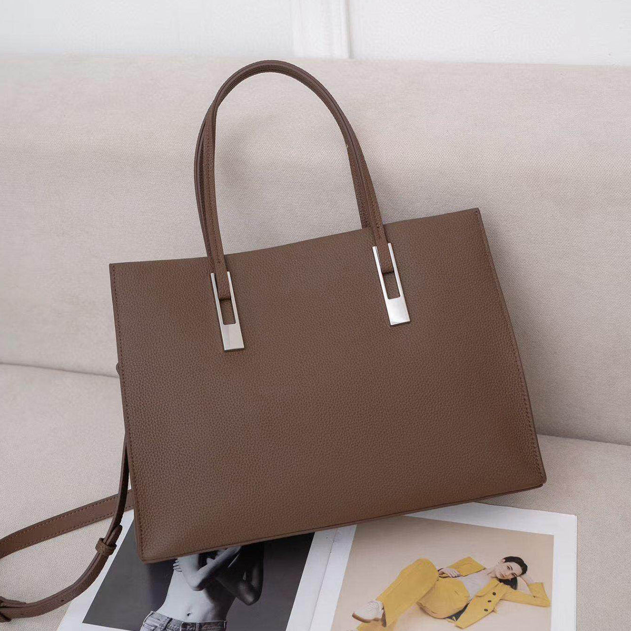 [PD0334]Top grain leather laptop bag cowhide shoulder & crossbody tote bag PD0334