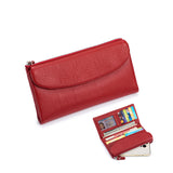 [PD0543] TTop grain cowhide leather magnetic closure women's folding wallet long wallet PD0543