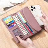 [PD0543] TTop grain cowhide leather magnetic closure women's folding wallet long wallet PD0543