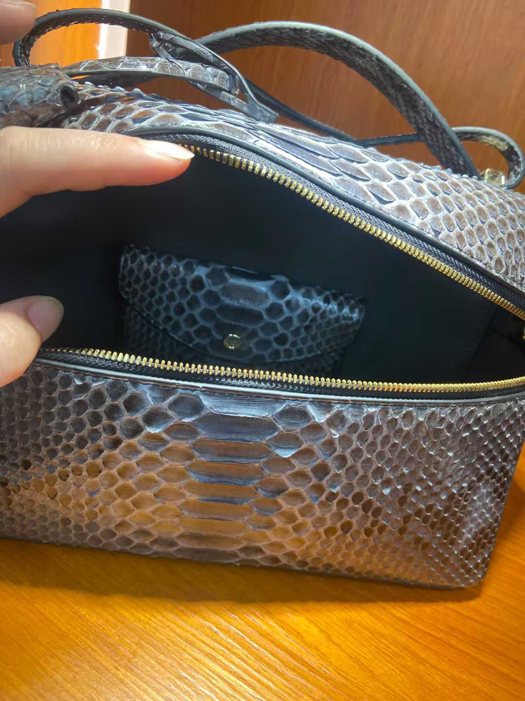 [PD0576]27cm Large High Quality Python Skin Women's Crossbody Bag Handbag PD0576