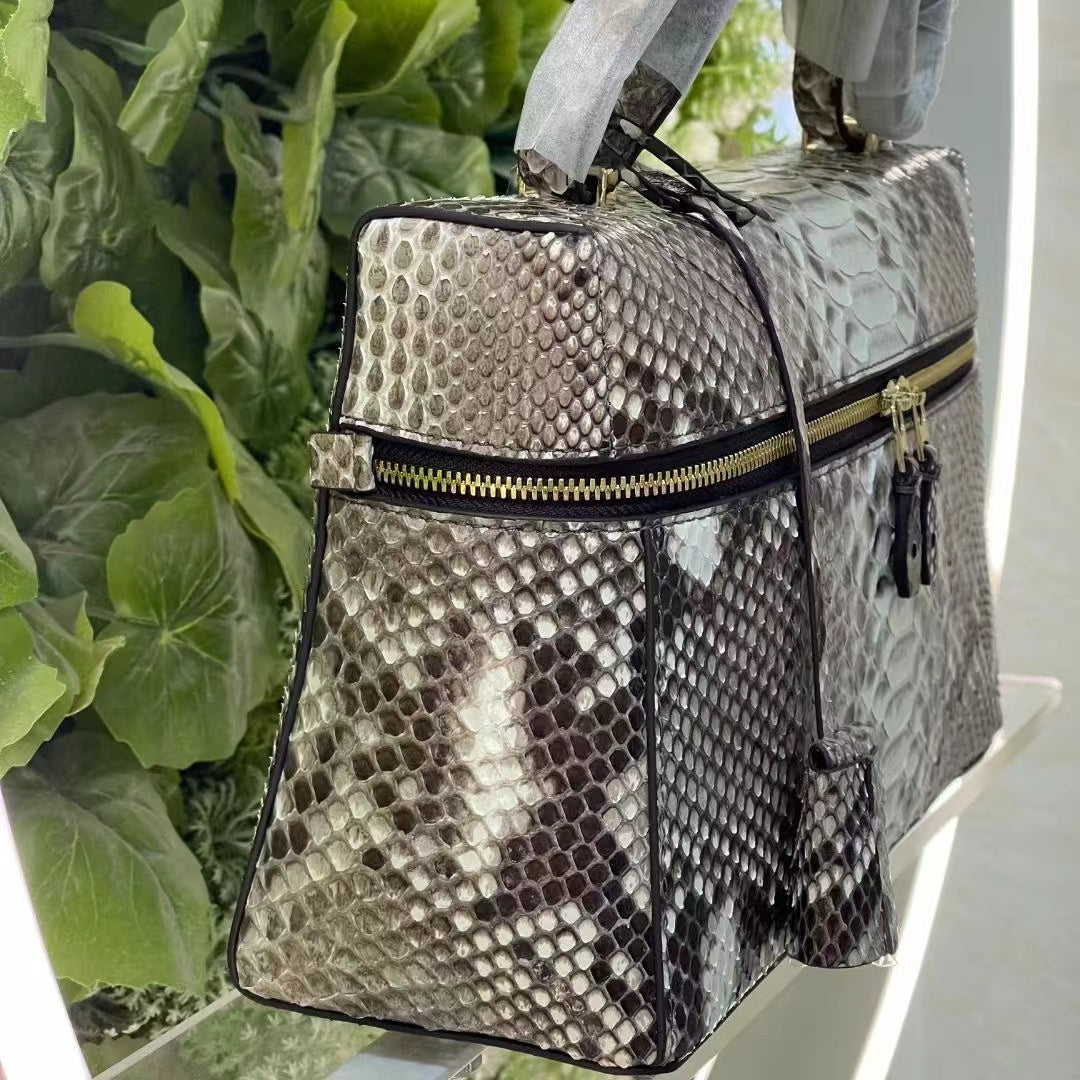 [PD0576]27cm Large High Quality Python Skin Women's Crossbody Bag Handbag PD0576