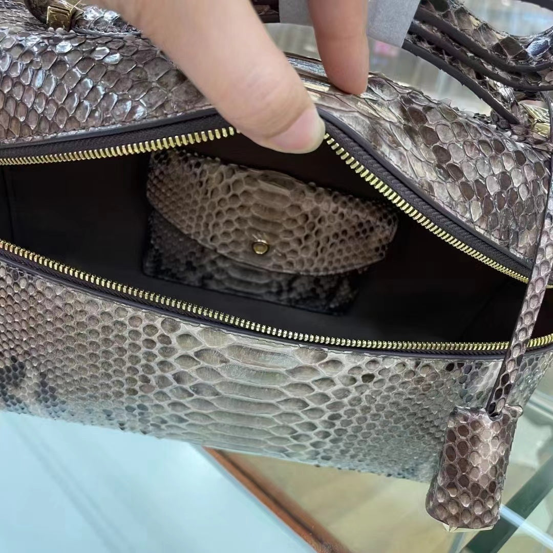 [PD0576]27cm Large High Quality Python Skin Women's Crossbody Bag Handbag PD0576