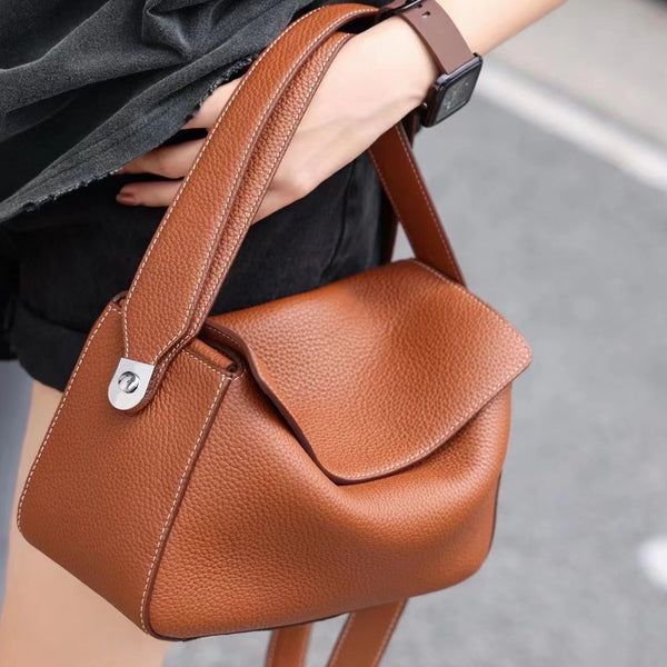 [PD0597]26cm Full grain leather Pillow Bag Women's Handbag Crossbody PD0597