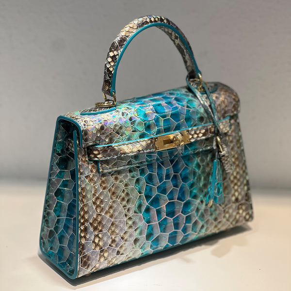 [PD0644]22cm South African python skin women's handbag flap bag PD0644