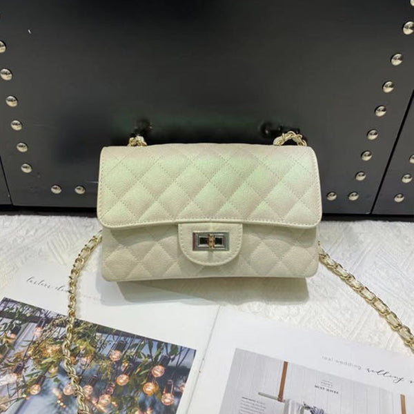 [PD0682] 20cm Mermaid colorful caviar head layer cowhide flap bag PD0682