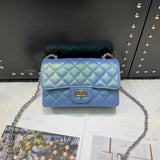 [PD0682] 20cm Mermaid colorful caviar head layer cowhide flap bag PD0682