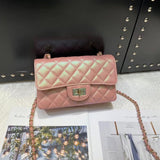 [PD0682] 20cm Mermaid colorful caviar head layer cowhide flap bag PD0682