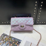 [PD0682] 20cm Mermaid colorful caviar head layer cowhide flap bag PD0682