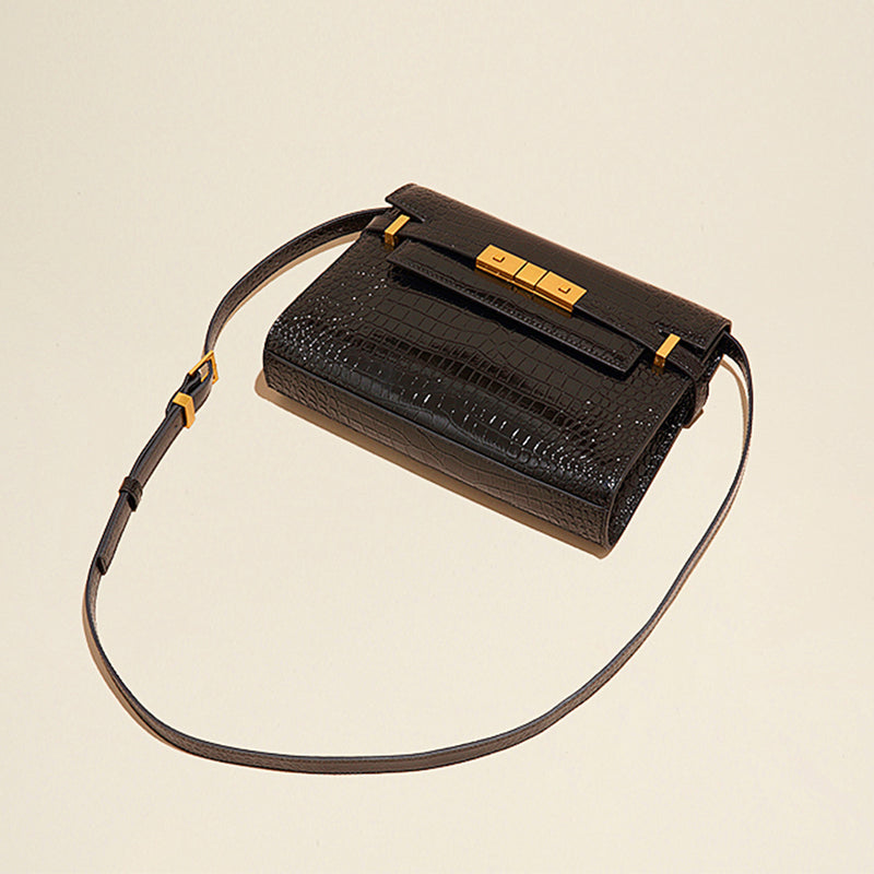 [PD0690]High Quality Cowhide Leather Flap Bag Women's Crossbody PD0690