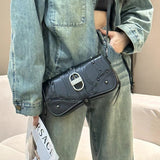 [PD0743]Premium Oil Waxed Leather Motorcycle-Inspired Flap Shoulder Bag Sling BagPD0743