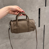 [PD0769]20cm Mini Pillow Bucket Bag - Premium Top-Grain Leather Handbag with Versatile Handles and Crossbody Strap PD0769