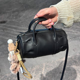 [PD0769]20cm Mini Pillow Bucket Bag - Premium Top-Grain Leather Handbag with Versatile Handles and Crossbody Strap PD0769