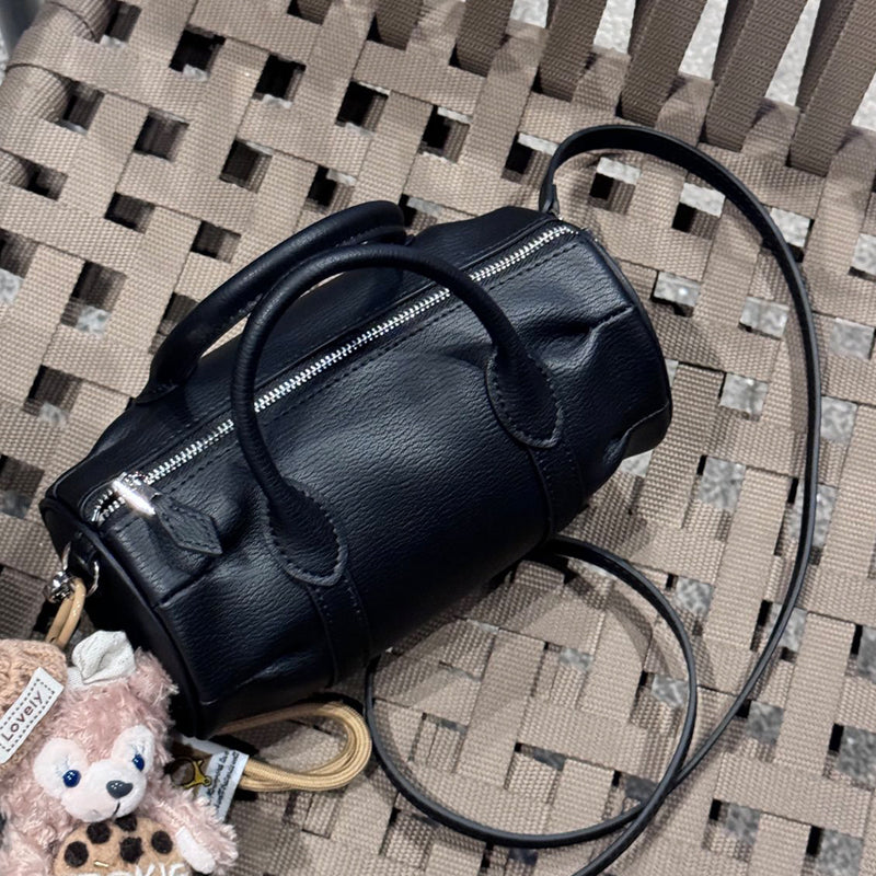 [PD0769]20cm Mini Pillow Bucket Bag - Premium Top-Grain Leather Handbag with Versatile Handles and Crossbody Strap PD0769