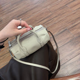 [PD0769]20cm Mini Pillow Bucket Bag - Premium Top-Grain Leather Handbag with Versatile Handles and Crossbody Strap PD0769