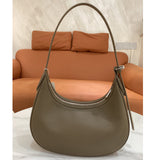 [PD0775] 29cm Italian full grain calfskin leather spacious underarm moon bag matte texture  with silver hardware PD0775