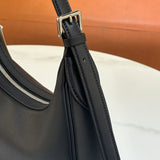 [PD0775] 29cm Italian full grain calfskin leather spacious underarm moon bag matte texture  with silver hardware PD0775