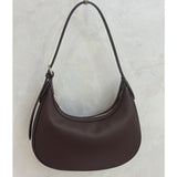 [PD0775] 29cm Italian full grain calfskin leather spacious underarm moon bag matte texture  with silver hardware PD0775