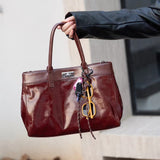 [PD0780] 31cm large cowhide handbag women's shoulder bag oil waxed leather tote bag PD0780