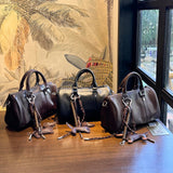 [PD0783] Vegetable Tanned Leather Vintage Style Cowhide Boston Bag Women's Handbag Crossbody Bag PD0783