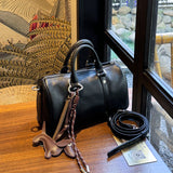 [PD0783] Vegetable Tanned Leather Vintage Style Cowhide Boston Bag Women's Handbag Crossbody Bag PD0783