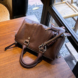 [PD0783] Vegetable Tanned Leather Vintage Style Cowhide Boston Bag Women's Handbag Crossbody Bag PD0783