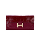 [PD0784] Top Grain Cowhide Crocodile Print Long Flap Wallet PD0784