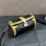 [PD0787]Top grain cowhide python texture handbag women's crossbody bag cylinder bag slingbag PD0787