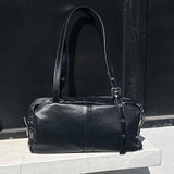 [PD0793] Black Top Grain Leather Women's Handbag Boston Bag Travel Bag PD0793