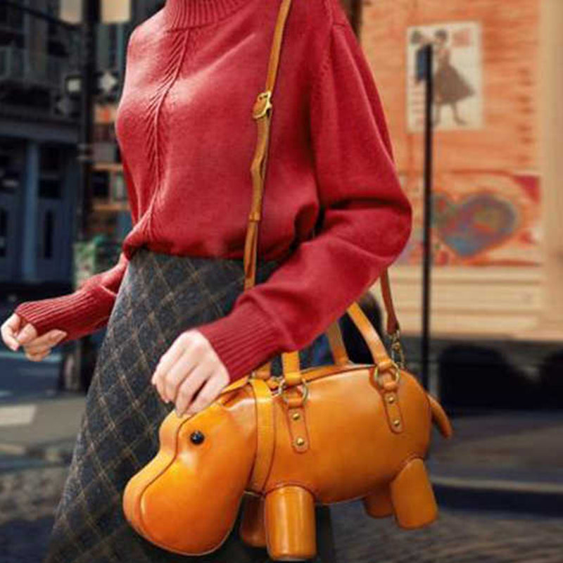 [PD0806] High quality handmade leather handbag vegetable tanned hippo bag PD0806