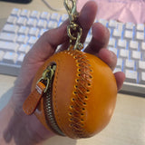 [PD0807] Vegetable Tanned Leather Hand Sewn Baseball Coin Purse Organizer PD0807