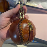 [PD0807] Vegetable Tanned Leather Hand Sewn Baseball Coin Purse Organizer PD0807